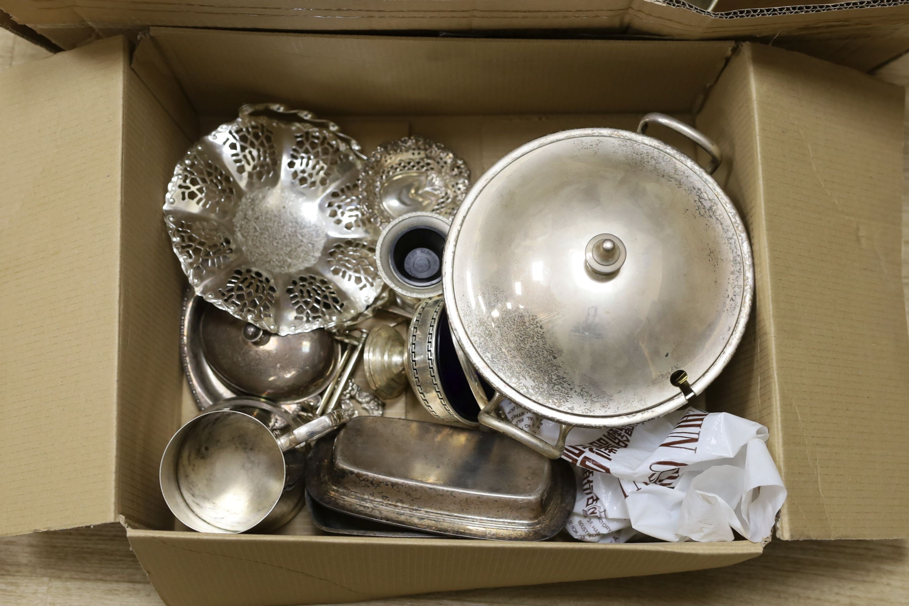 Two boxes of electroplated wares